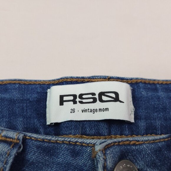 RSQ Womens Vintage Mom Jeans 26 Mid Rise Medium Wash Holes Distressed - Picture 8 of 9